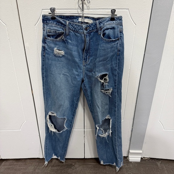 Hidden Jeans Ripped High Waist Ankle Straight Leg Jeans - Picture 1 of 11